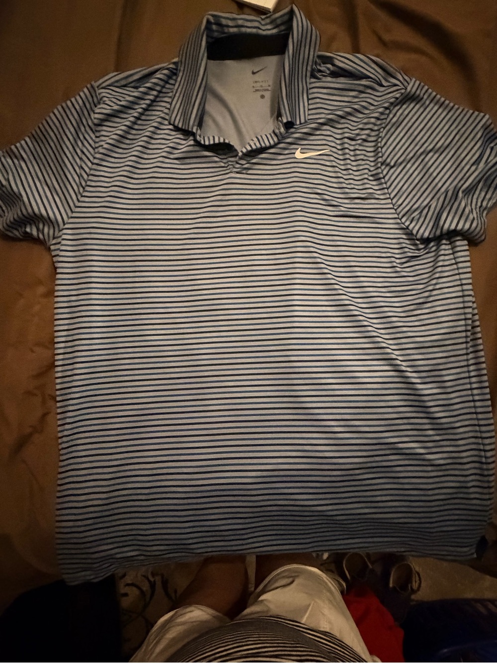 Nike Striped Polo - Light Blue & Navy Dri-fit
